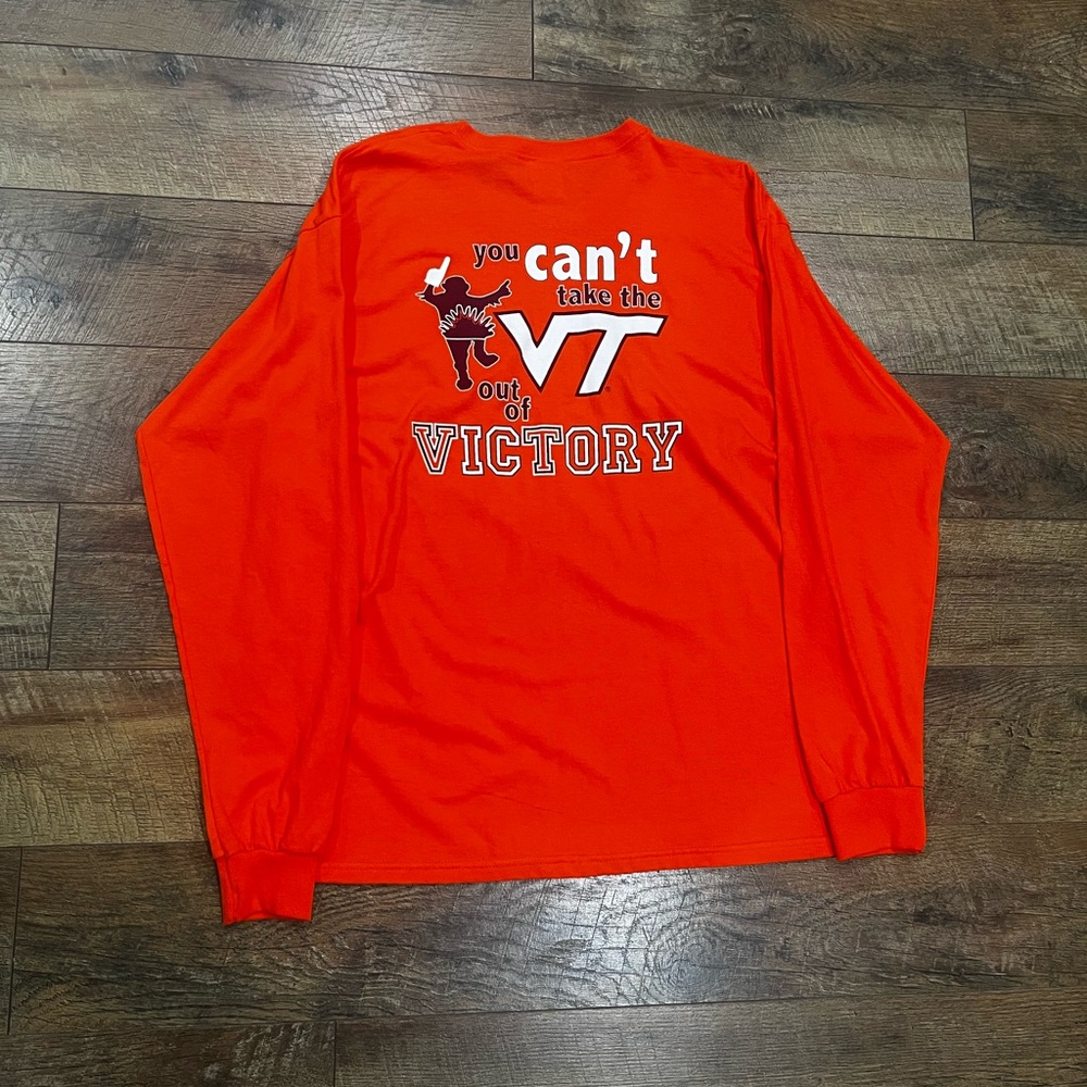 NWT Vintage 2009 Virginia Tech Hokies Long Sleeve Shirt Orange XL - Double Sided